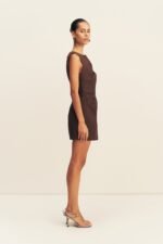 ASHER DRAPED MINI DRESS - RISTRETTO - Image 3