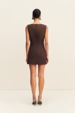 ASHER DRAPED MINI DRESS - RISTRETTO - Image 4