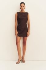 ASHER DRAPED MINI DRESS - RISTRETTO - Image 5