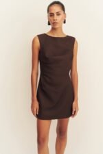ASHER DRAPED MINI DRESS - RISTRETTO - Image 2