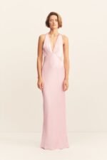 LA LUNE PLUNGED CROSS BACK MAXI DRESS - BLOSSOM