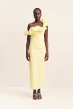 CAMPBELL RUFFLE DRAPED MAXI DRESS - LEMONADE