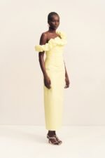 CAMPBELL RUFFLE DRAPED MAXI DRESS - LEMONADE - Image 3