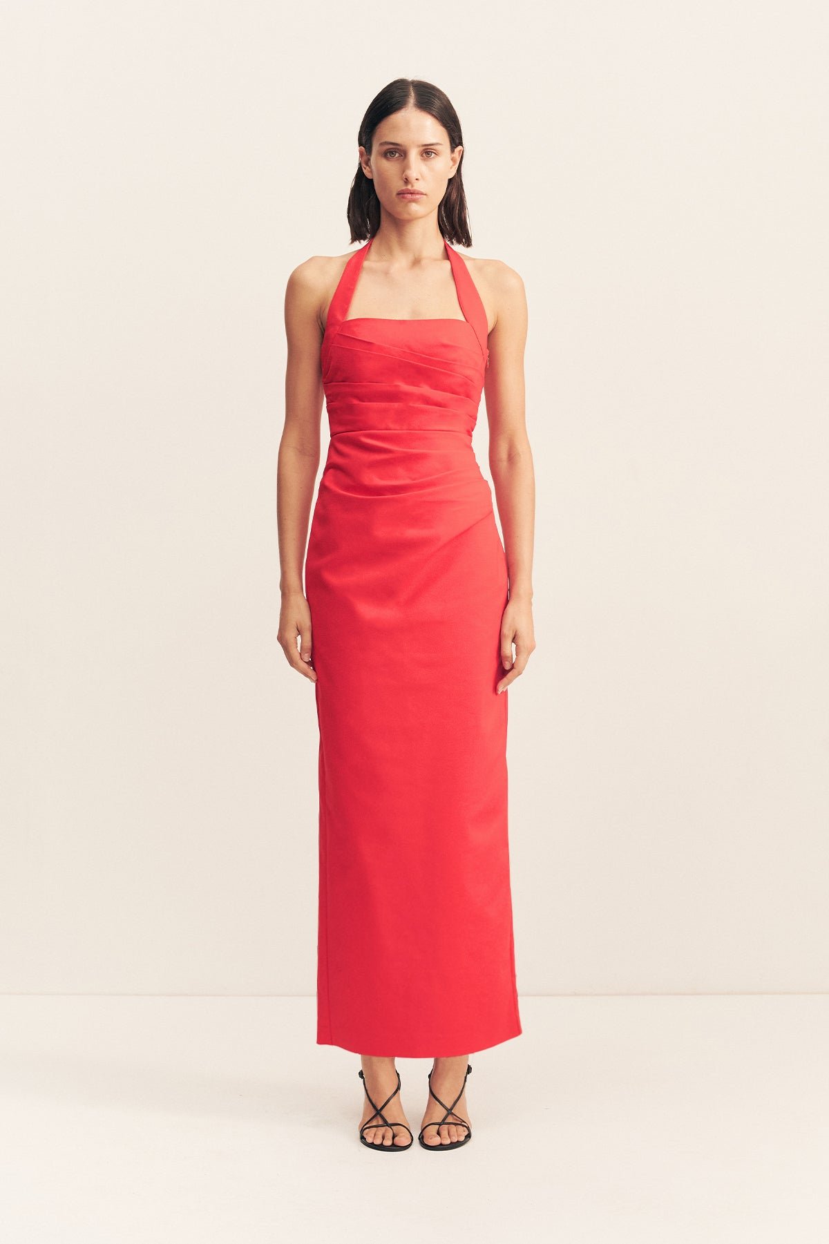 168_Lani_Draped_Halter_Maxi_Dress_Red_1254346_1R LANI DRAPED HALTER MAXI DRESS - CHILLI - Image 1