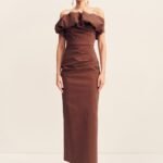 CAMPBELL STRAPLESS BUBBLE MAXI DRESS - ESPRESSO