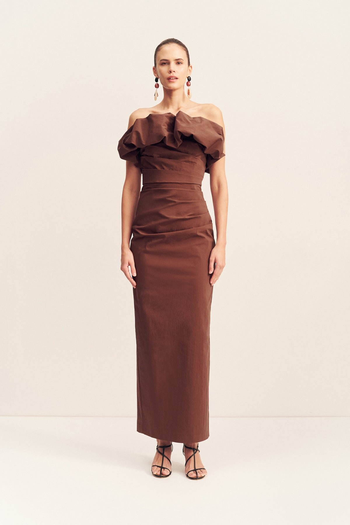 168_Strapless_Bubble_Maxi_Dress_1255334_Espresso_1_6edd66c5-2d1b-4ab9-86b5-032f181160fd CAMPBELL STRAPLESS BUBBLE MAXI DRESS - ESPRESSO - Image 1