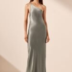 LA LUNE ONE SHOULDER COWL BACK MAXI DRESS - SAGE