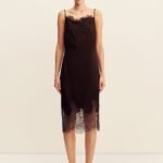 LUCIA LACE SLIP MIDI DRESS - ESPRESSO