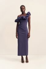 CAMPBELL RUFFLE DRAPED MAXI DRESS - MIDNIGHT