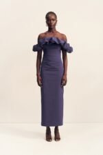 CAMPBELL RUFFLE DRAPED MAXI DRESS - MIDNIGHT - Image 6