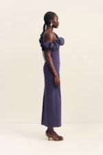 CAMPBELL RUFFLE DRAPED MAXI DRESS - MIDNIGHT - Image 4