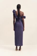 CAMPBELL RUFFLE DRAPED MAXI DRESS - MIDNIGHT - Image 5