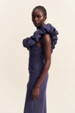 CAMPBELL RUFFLE DRAPED MAXI DRESS - MIDNIGHT - Image 2