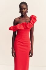 CAMPBELL RUFFLE DRAPED MAXI DRESS - GOJI - Image 2