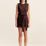 PAULINE ZIP FRONT MINI DRESS - ESPRESSO
