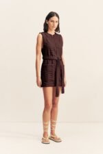 PAULINE ZIP FRONT MINI DRESS - ESPRESSO - Image 3