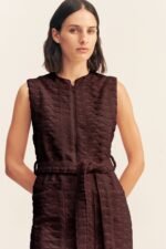 PAULINE ZIP FRONT MINI DRESS - ESPRESSO - Image 2