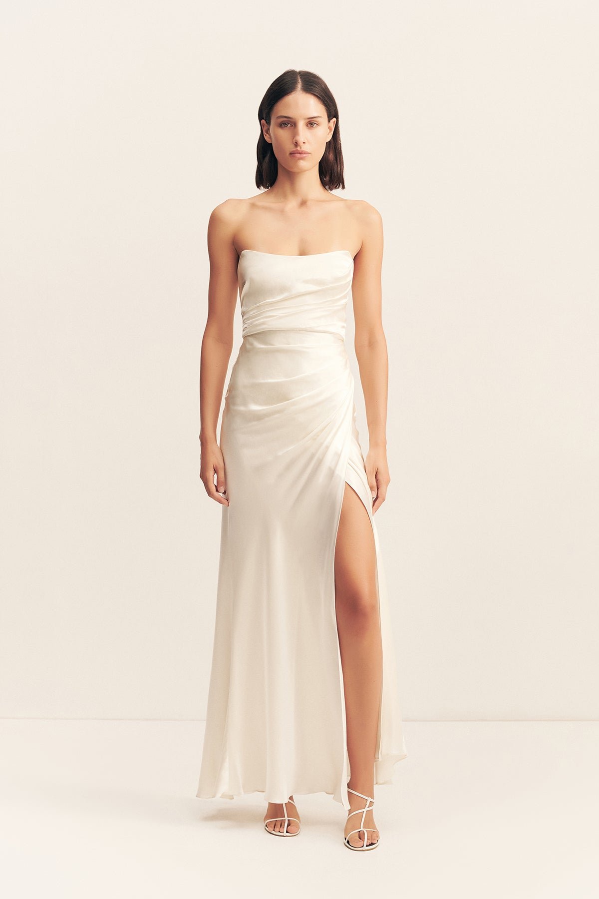 177_Cumulus_Silk_Strapless_Draped_Corset_Maxi_Dress_1 LA LUNE CUMULUS SILK STRAPLESS CORSET GOWN - IVORY - Image 1