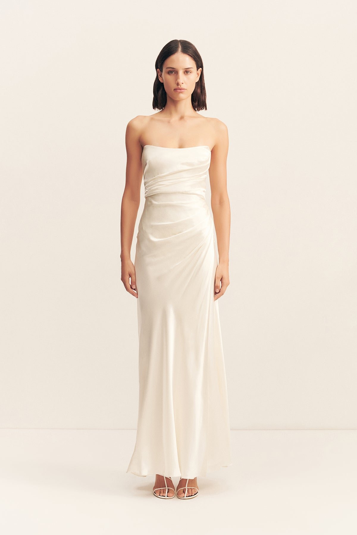 LA LUNE CUMULUS SILK STRAPLESS CORSET GOWN - IVORY - Image 2