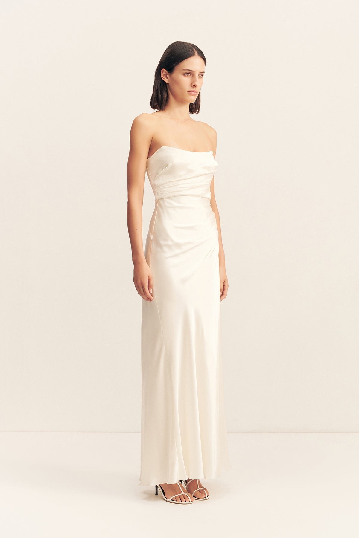 LA LUNE CUMULUS SILK STRAPLESS CORSET GOWN - IVORY - Image 3