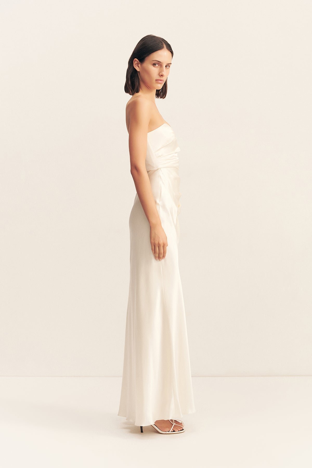 LA LUNE CUMULUS SILK STRAPLESS CORSET GOWN - IVORY - Image 4