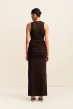 MIRO SLINKY JERSEY PLUNGED MAXI DRESS - RISTRETTO - Image 5