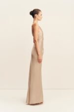 LA LUNE ASYMMETRICAL GATHERED MAXI DRESS - GOLD - Image 5