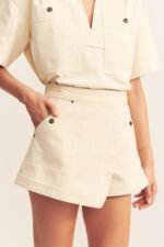 SIERRA WRAP DETAIL SKORT - CREAM - Image 2
