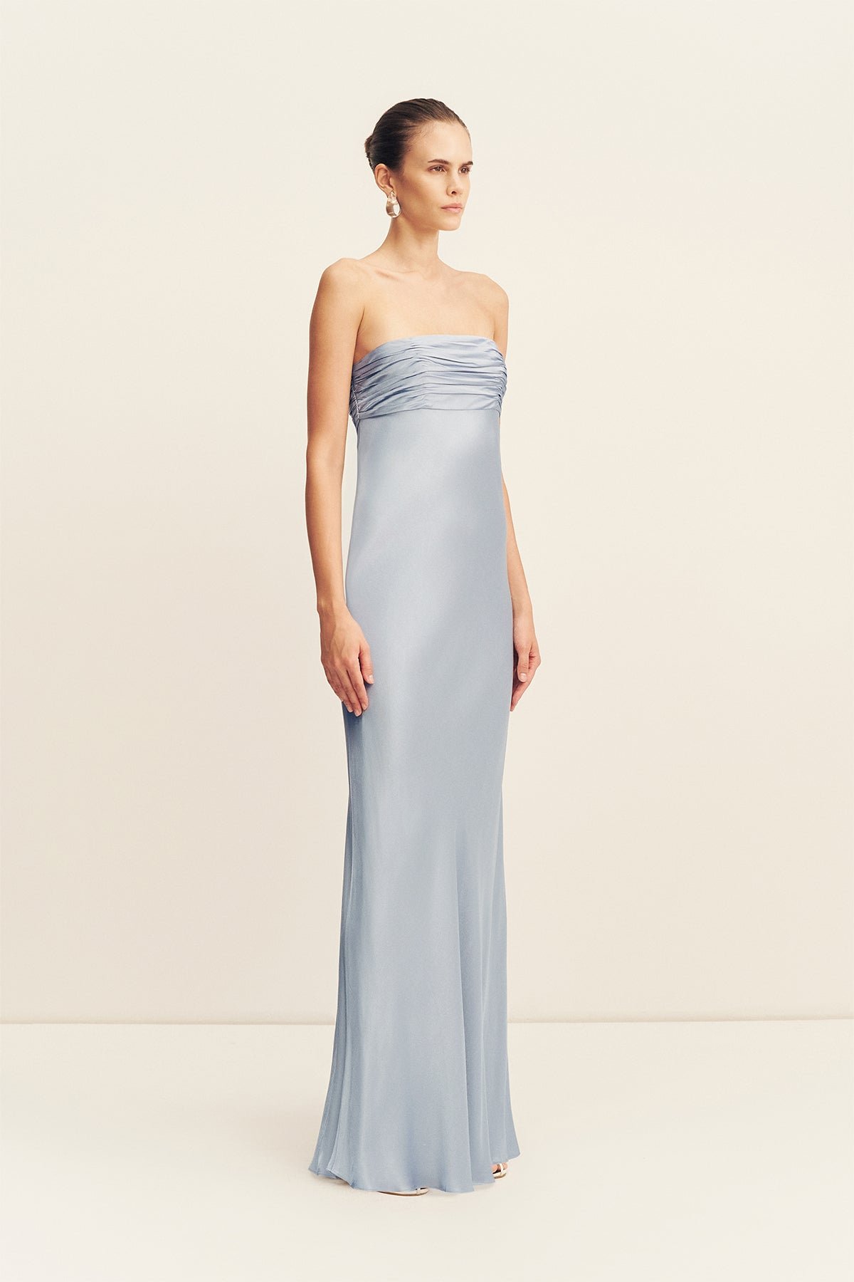 LA LUNE STRAPLESS RUCHED BODICE MAXI DRESS - POWDER BLUE - Image 4