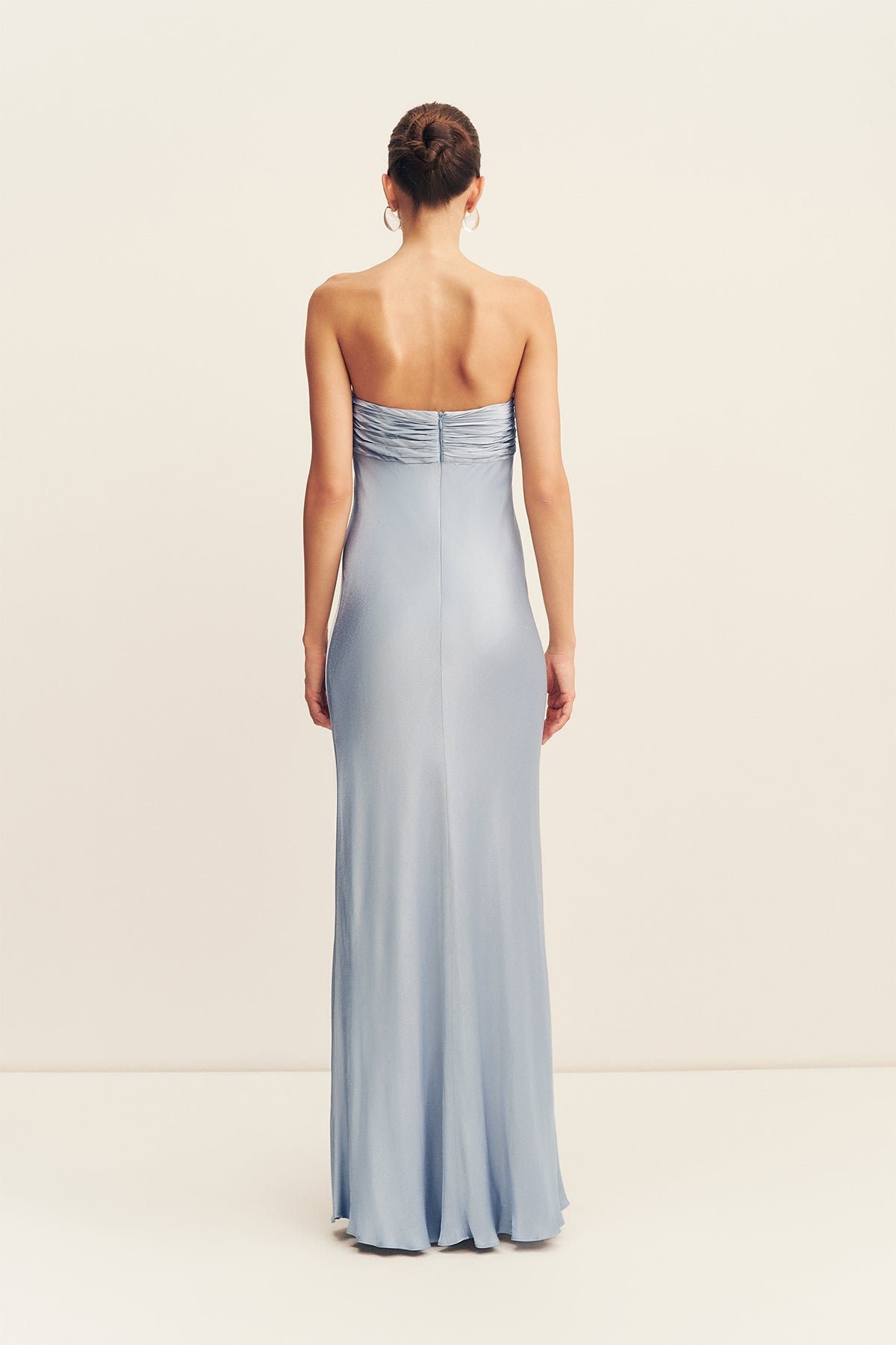 LA LUNE STRAPLESS RUCHED BODICE MAXI DRESS - POWDER BLUE - Image 6