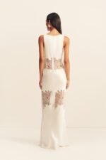 STRATUS PLUNGED LACE PANELLED MAXI DRESS - IVORY - Image 4