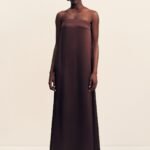 LA LUNE STRAPLESS COLUMN MAXI DRESS - ESPRESSO
