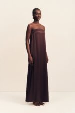 LA LUNE STRAPLESS COLUMN MAXI DRESS - ESPRESSO - Image 3
