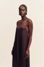 LA LUNE STRAPLESS COLUMN MAXI DRESS - ESPRESSO - Image 2