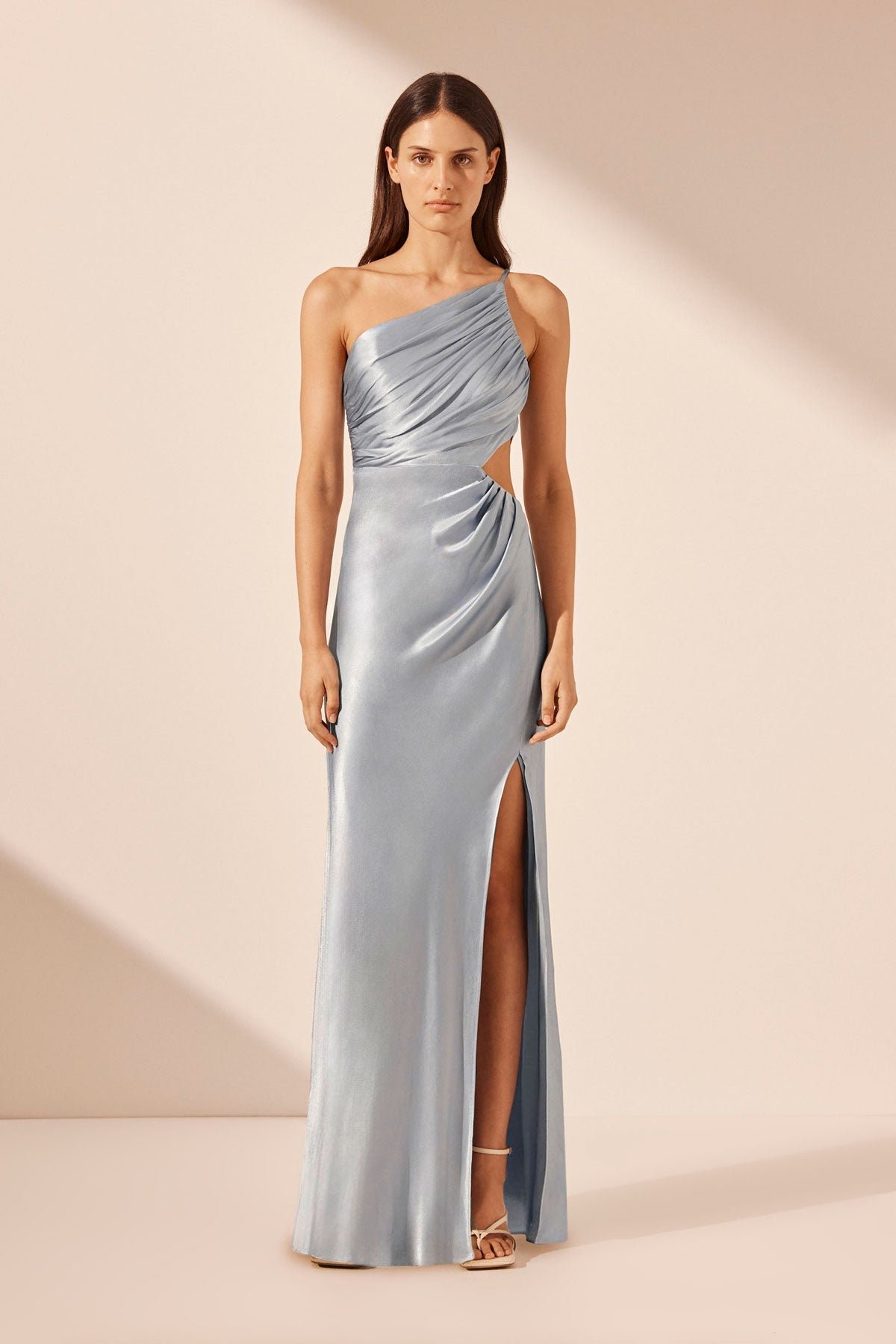 187-La-Lune-Asymmetrical-Powder-Blue-SJ6023-1366-F LA LUNE ASYMMETRICAL GATHERED MAXI DRESS - POWDER BLUE - Image 1