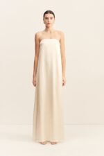 LA LUNE STRAPLESS COLUMN MAXI DRESS - CREAM
