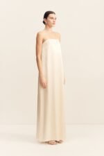 LA LUNE STRAPLESS COLUMN MAXI DRESS - CREAM - Image 4