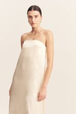 LA LUNE STRAPLESS COLUMN MAXI DRESS - CREAM - Image 2