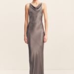 LA LUNE HIGH NECK COWL MAXI DRESS - GRAPHITE
