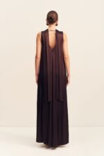 LA LUNE SCARF PANELLED MAXI DRESS - ESPRESSO - Image 5