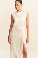 ALLEGRA LACE PANELLED MAXI DRESS - IVORY - Image 2
