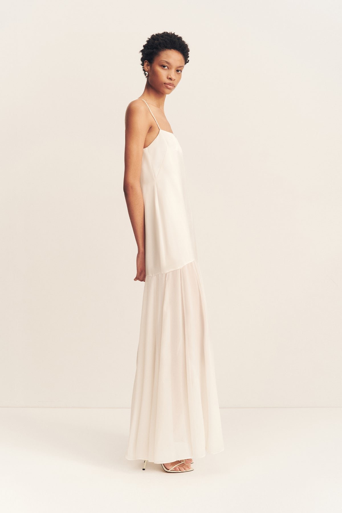 MORAYA DROPPED WAIST MAXI DRESS - IVORY - Image 4