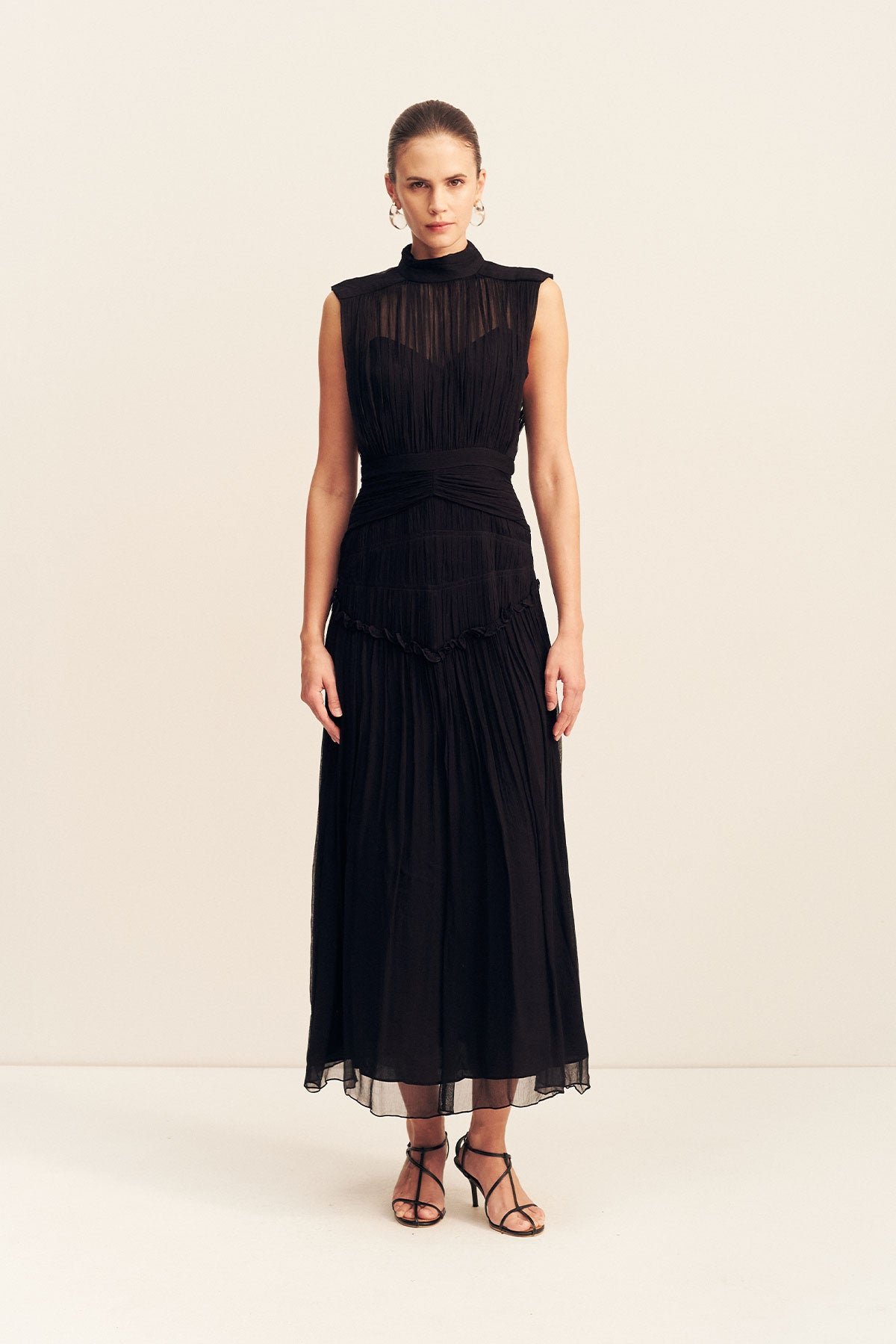 192_Clemence_High_Neck_Midi_Dress_Black_Sj5067_1R CLEMENCE HIGH NECK MIDI DRESS - BLACK - Image 1