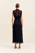 CLEMENCE HIGH NECK MIDI DRESS - BLACK - Image 5