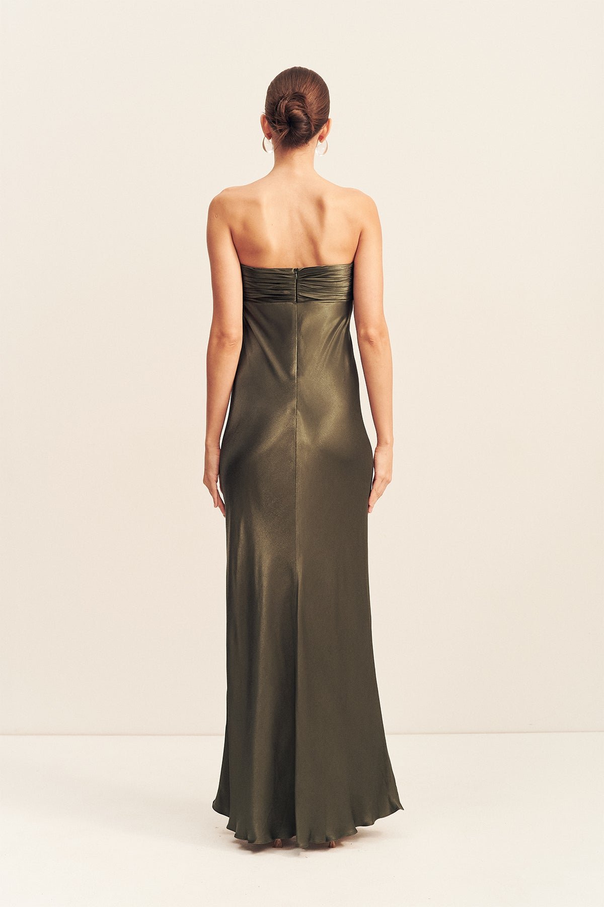 LA LUNE STRAPLESS RUCHED BODICE MAXI DRESS - FOREST - Image 4