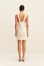 LA LUNE PLUNGED SLIP DRESS - CREAM - Image 5