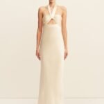 LA LUNE RUCHED HALTER MAXI DRESS - CREAM