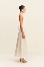 SAVANNA HALTER OPEN BACK MAXI DRESS - PEARL - Image 4