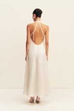 SAVANNA HALTER OPEN BACK MAXI DRESS - PEARL - Image 5