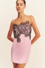 LUCIA LACE MINI DRESS - FAIRYFLOSS/BLACK - Image 6
